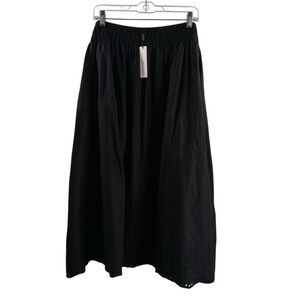 CHICOS SIZE CHICOS 3 BLACK RUCHED MAXI LINEN SKIRT NWT